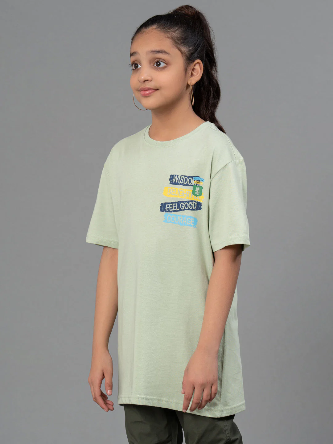 Unisex T-Shirt for Kids- Best in Comfort| Cotton| Light Green Colo - Image 8