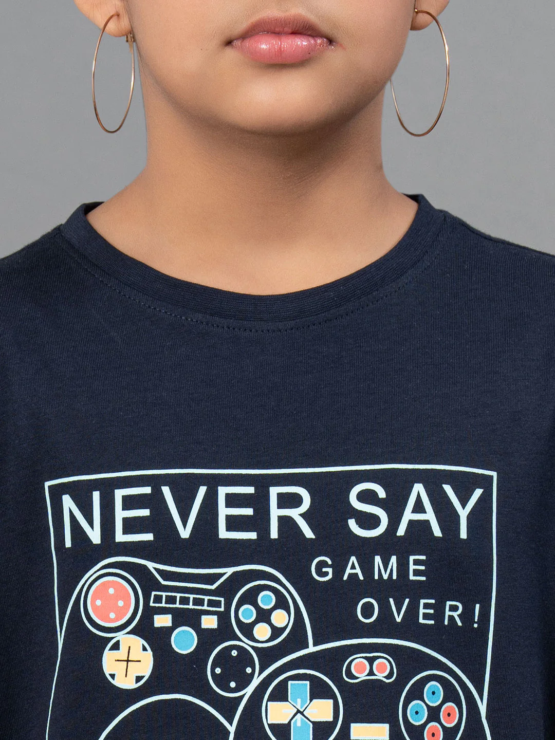 Unisex T-Shirt for Kids- Best in Comfort| Cotton| Navy Color| Round Neck - Image 10