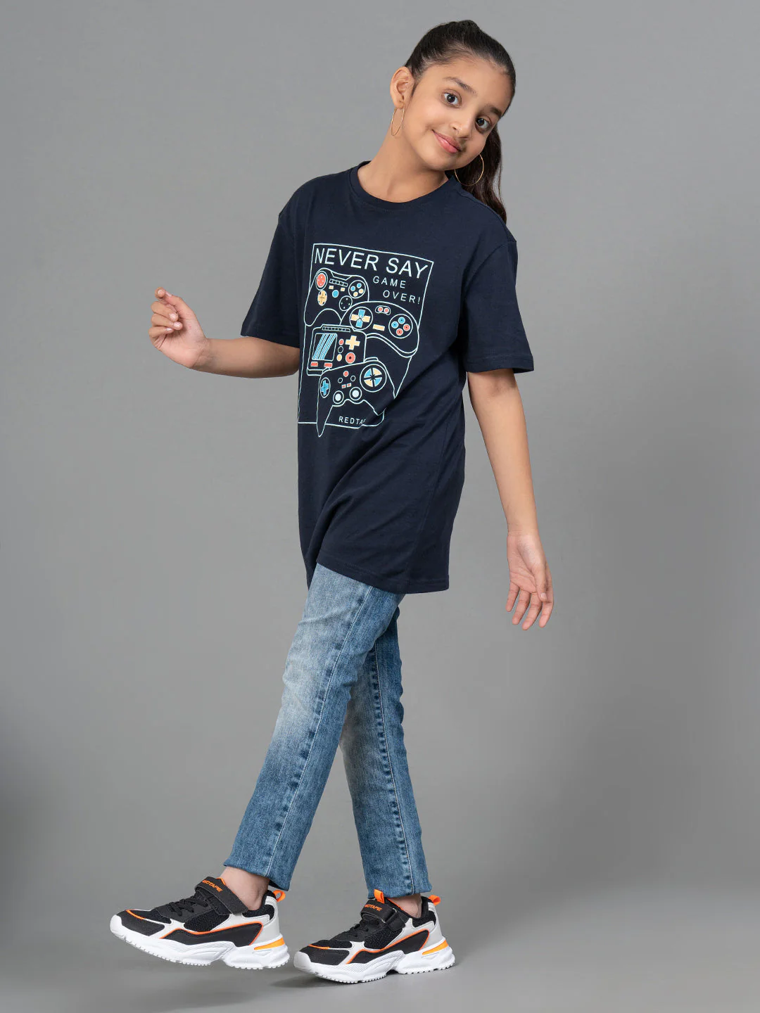 Unisex T-Shirt for Kids- Best in Comfort| Cotton| Navy Color| Round Neck - Image 11