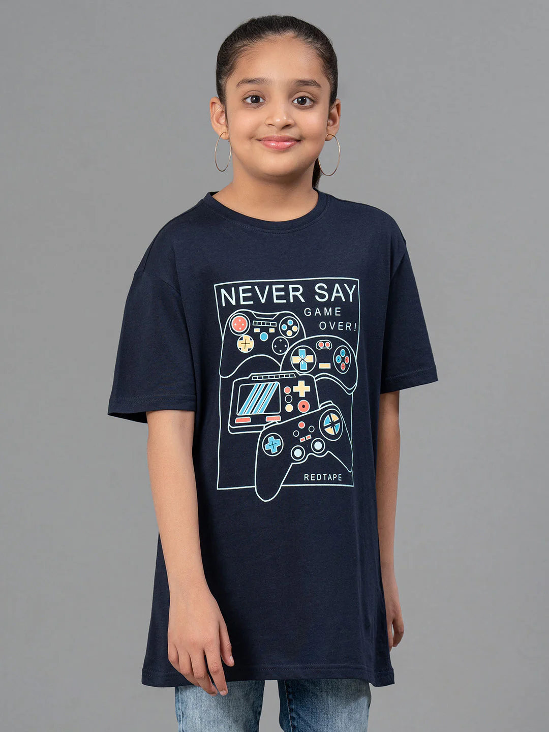 Unisex T-Shirt for Kids- Best in Comfort| Cotton| Navy Color| Round Neck - Image 12