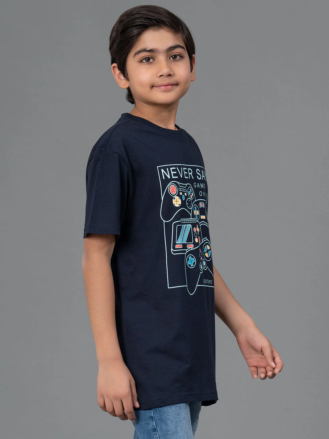Unisex T-Shirt for Kids- Best in Comfort| Cotton| Navy Color| Round Neck - Image 2