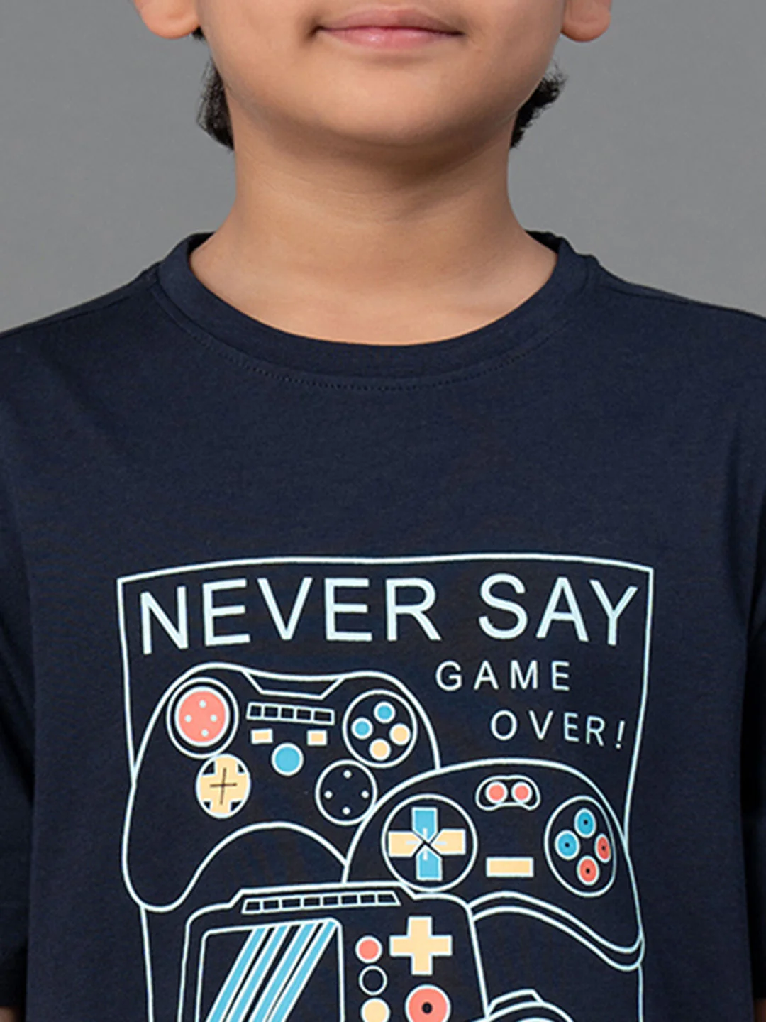 Unisex T-Shirt for Kids- Best in Comfort| Cotton| Navy Color| Round Neck - Image 4