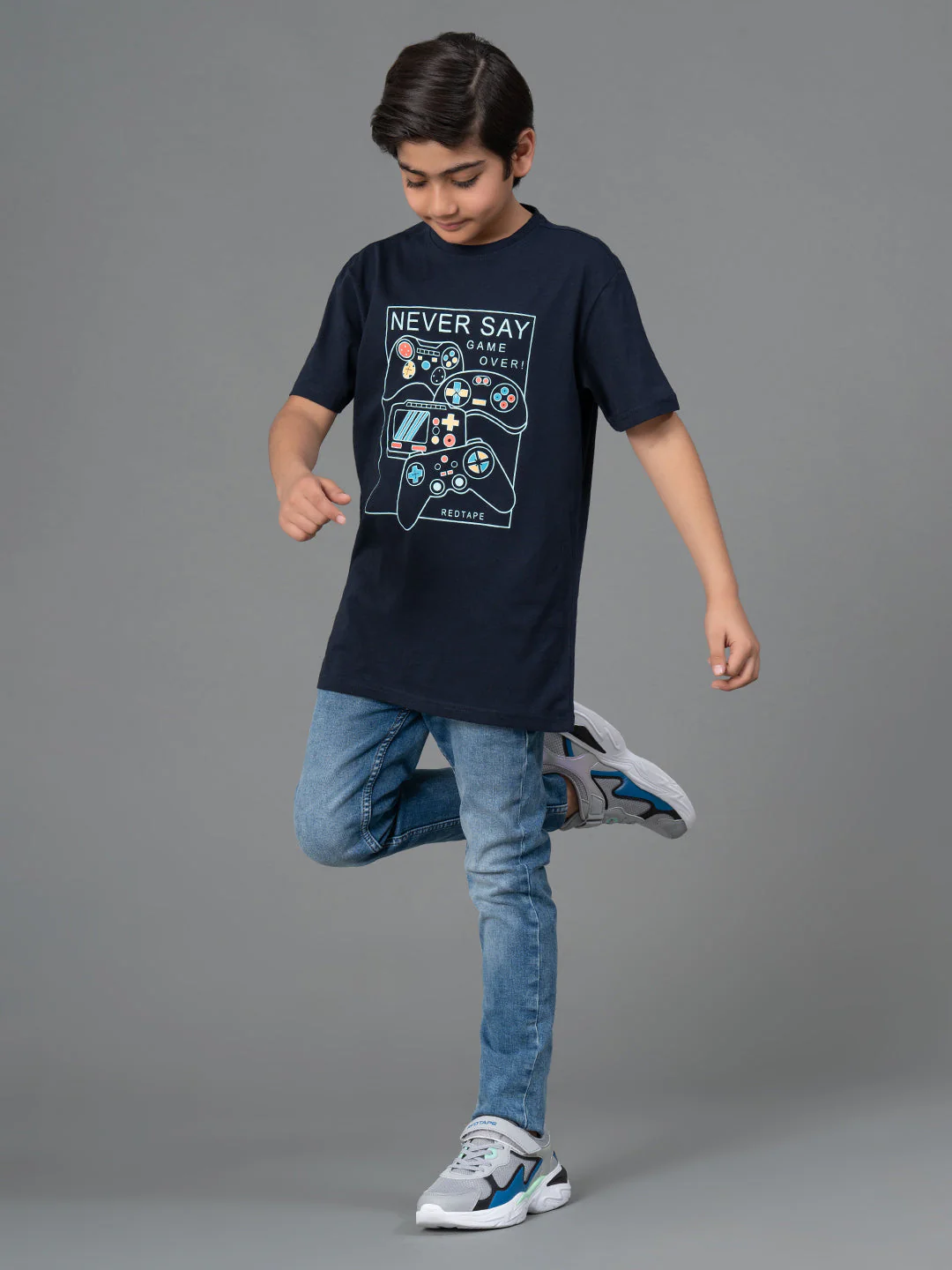Unisex T-Shirt for Kids- Best in Comfort| Cotton| Navy Color| Round Neck - Image 5