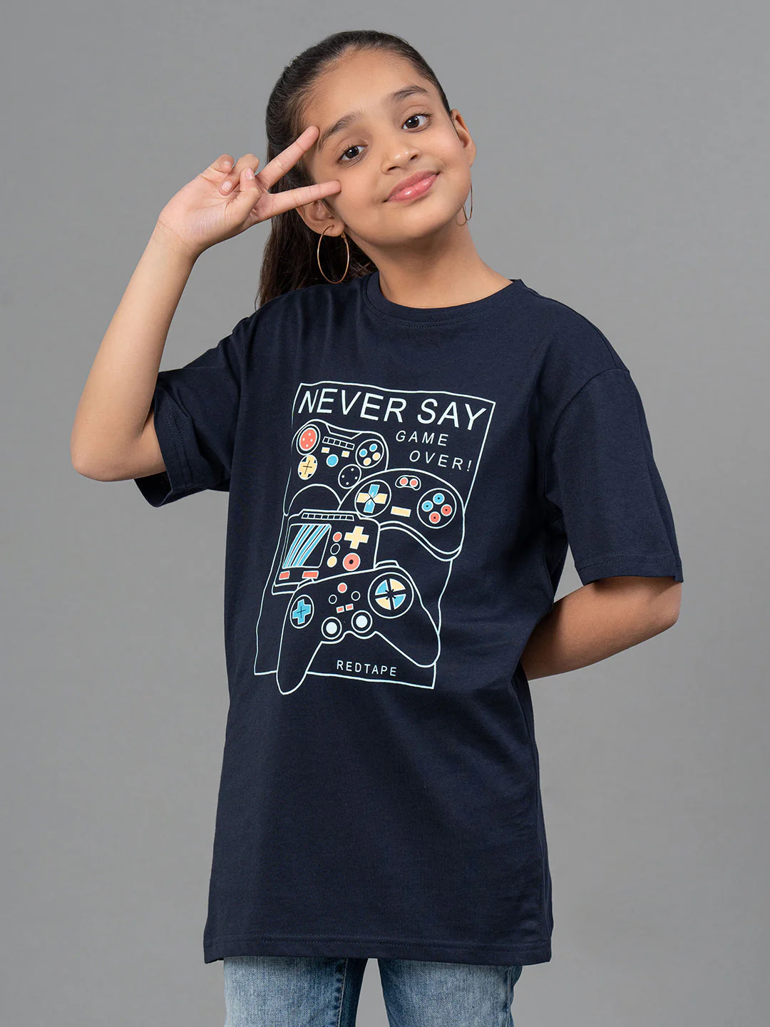 Unisex T-Shirt for Kids- Best in Comfort| Cotton| Navy Color| Round Neck - Image 6