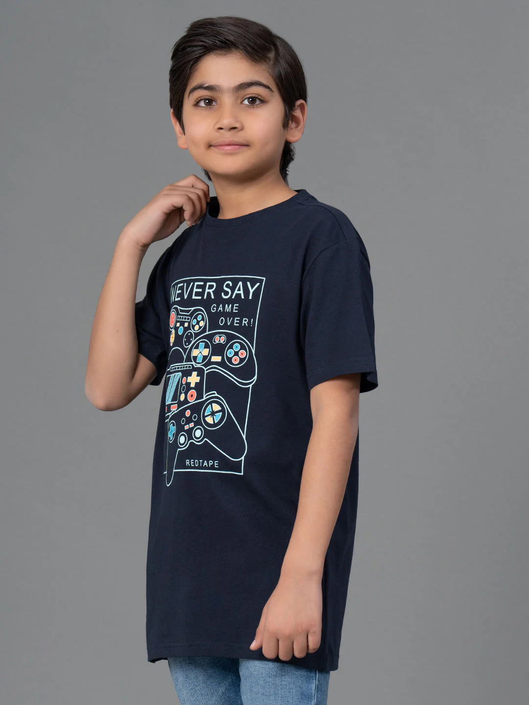 Unisex T-Shirt for Kids- Best in Comfort| Cotton| Navy Color| Round Neck - Image 7