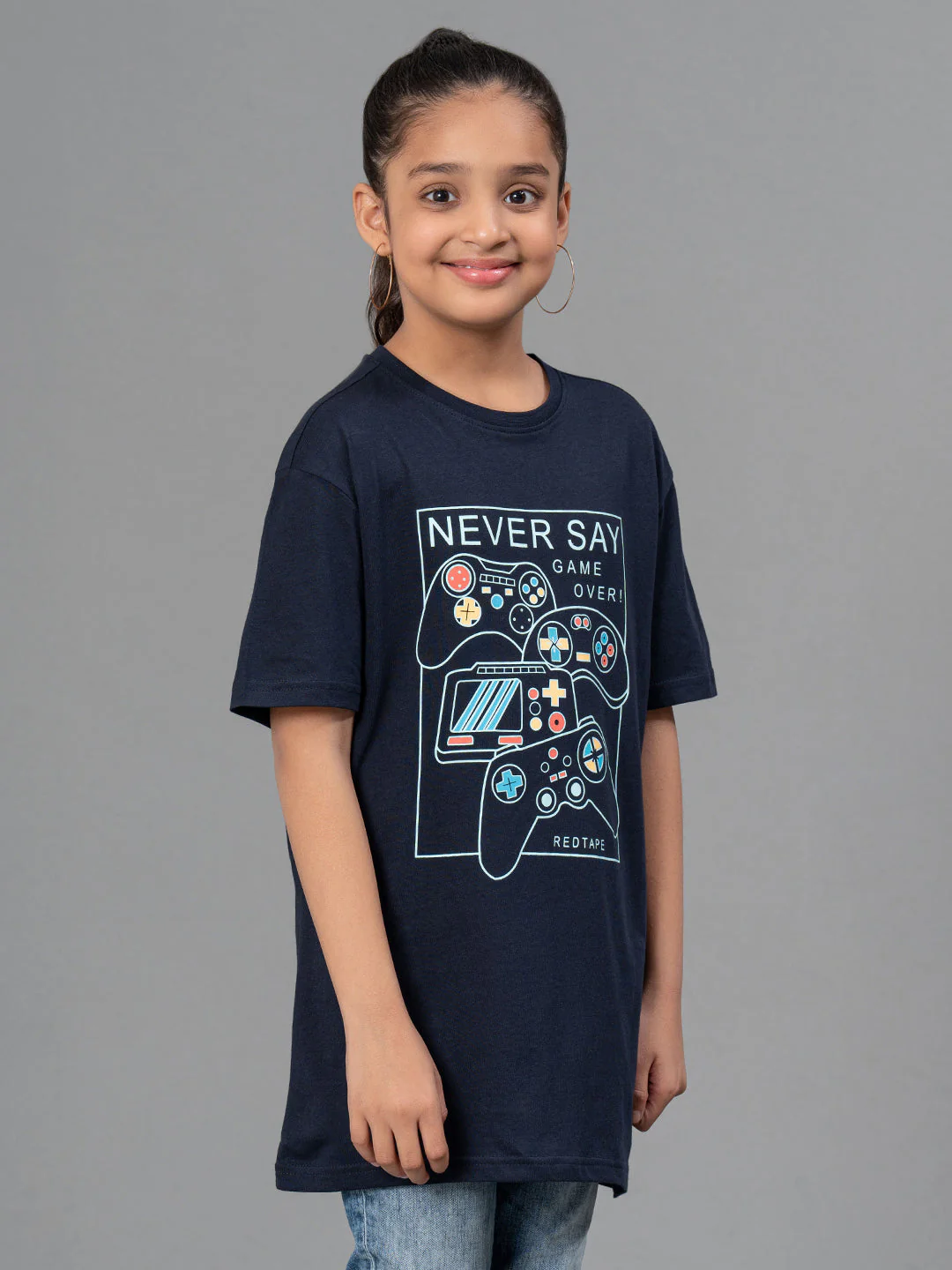 Unisex T-Shirt for Kids- Best in Comfort| Cotton| Navy Color| Round Neck - Image 8