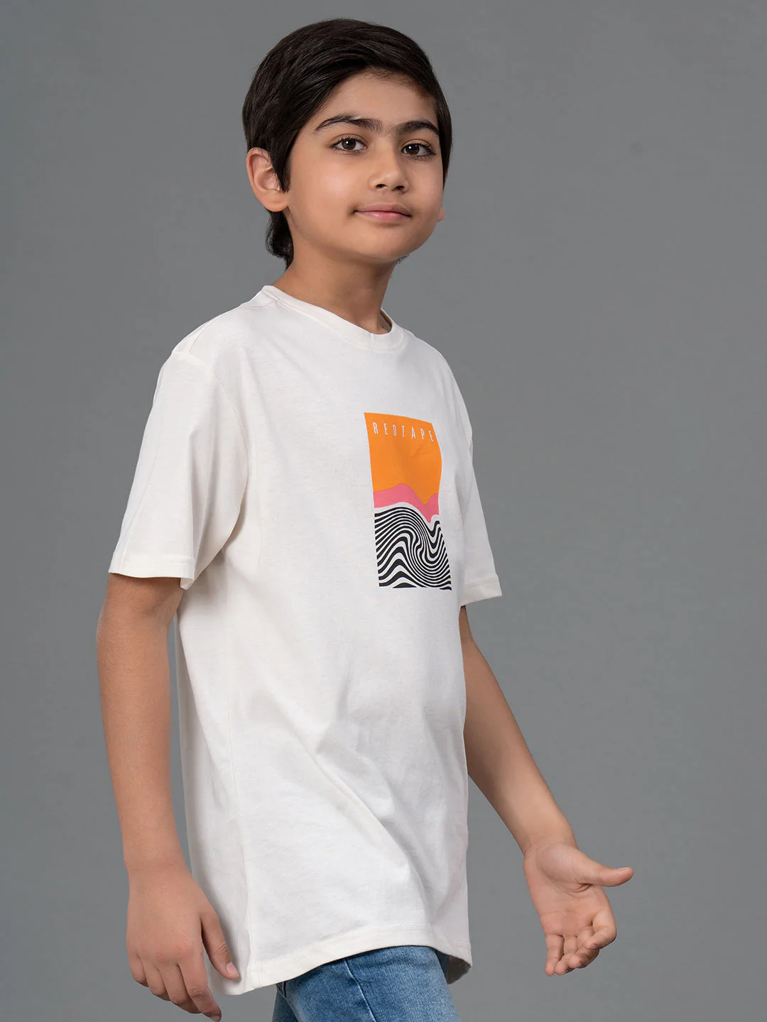 Unisex T-Shirt for Kids- Best in Comfort| Cotton| Off-White Color| Round Neck - Image 2