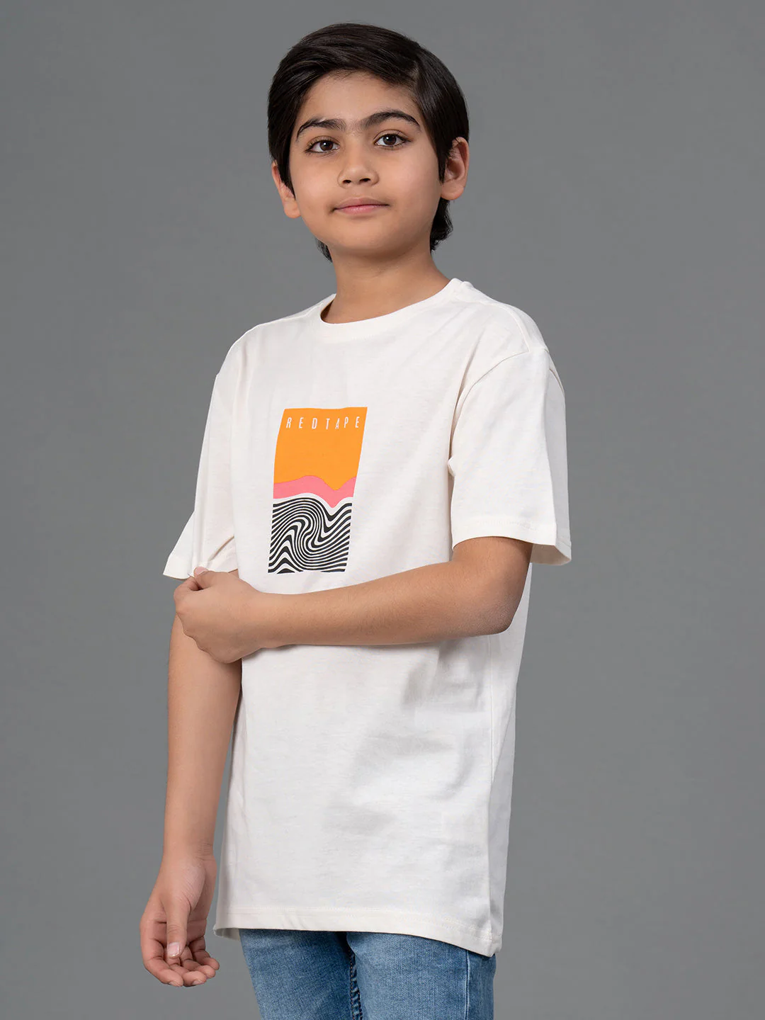 Unisex T-Shirt for Kids- Best in Comfort| Cotton| Off-White Color| Round Neck - Image 7