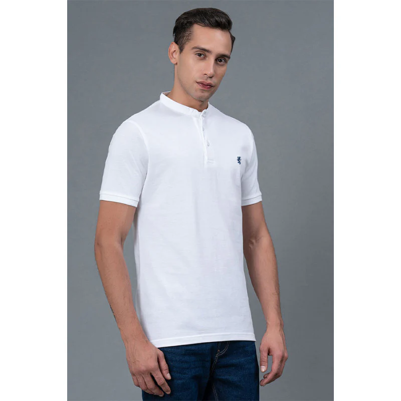 White Blue Men's Henley T-Shirt - Image 2