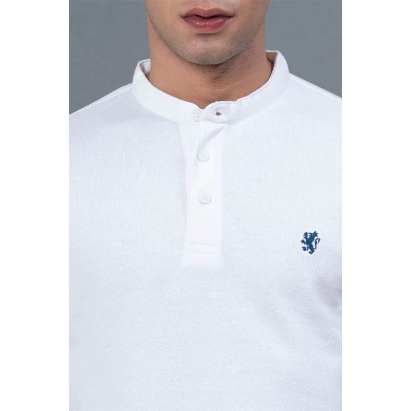 White Blue Men's Henley T-Shirt - Image 4