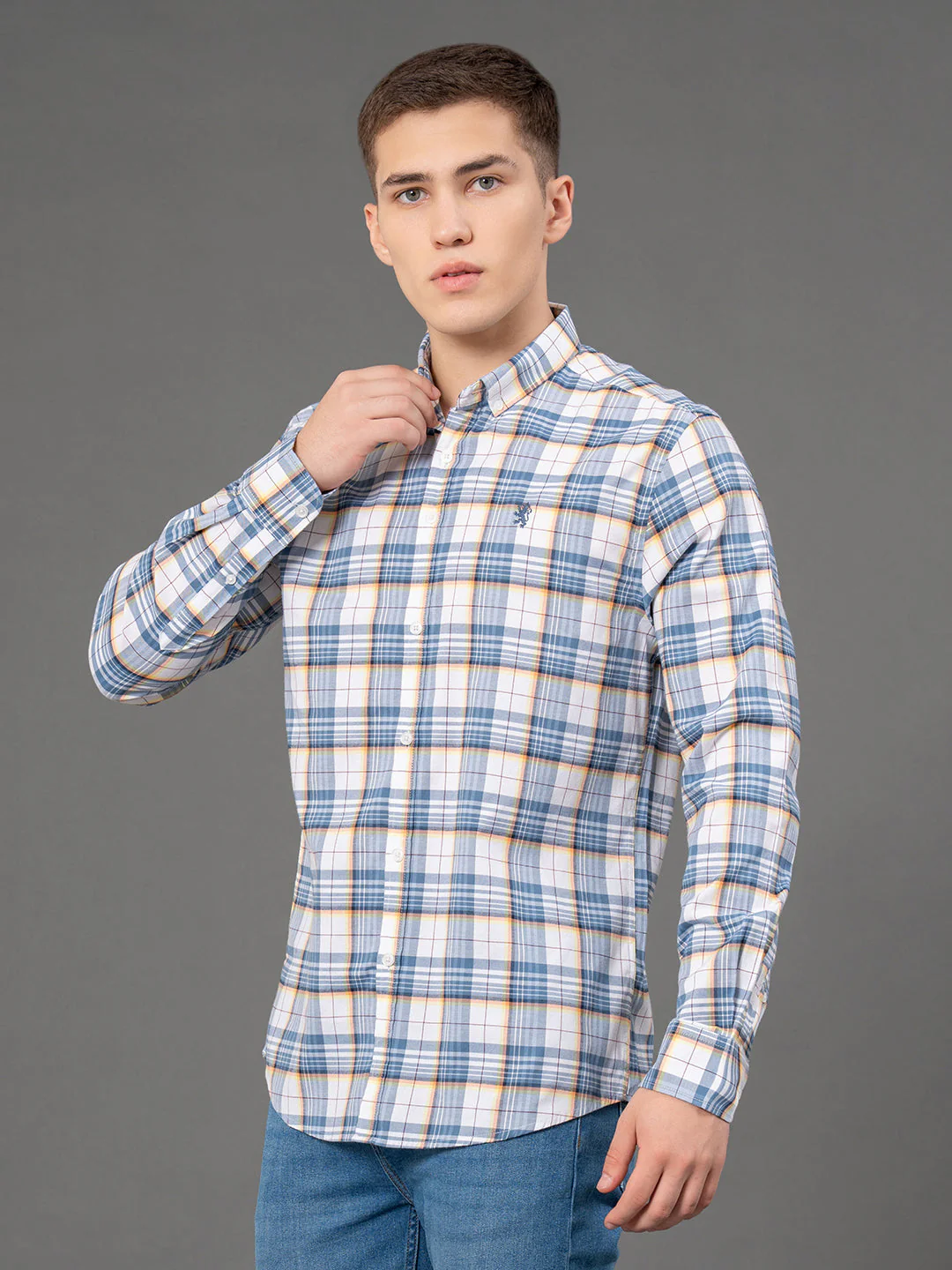 White Checked Shirt for Men - Image 2