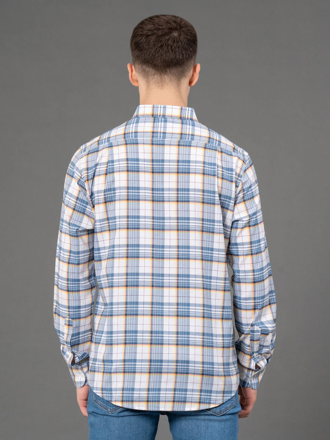 White Checked Shirt for Men - Image 3