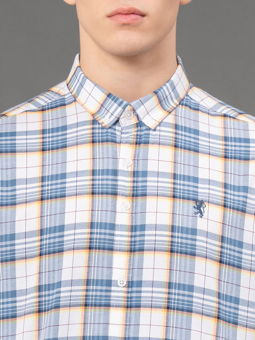 White Checked Shirt for Men - Image 4
