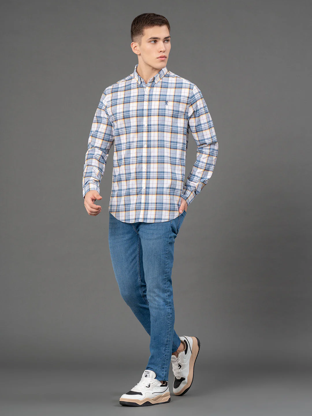 White Checked Shirt for Men - Image 5