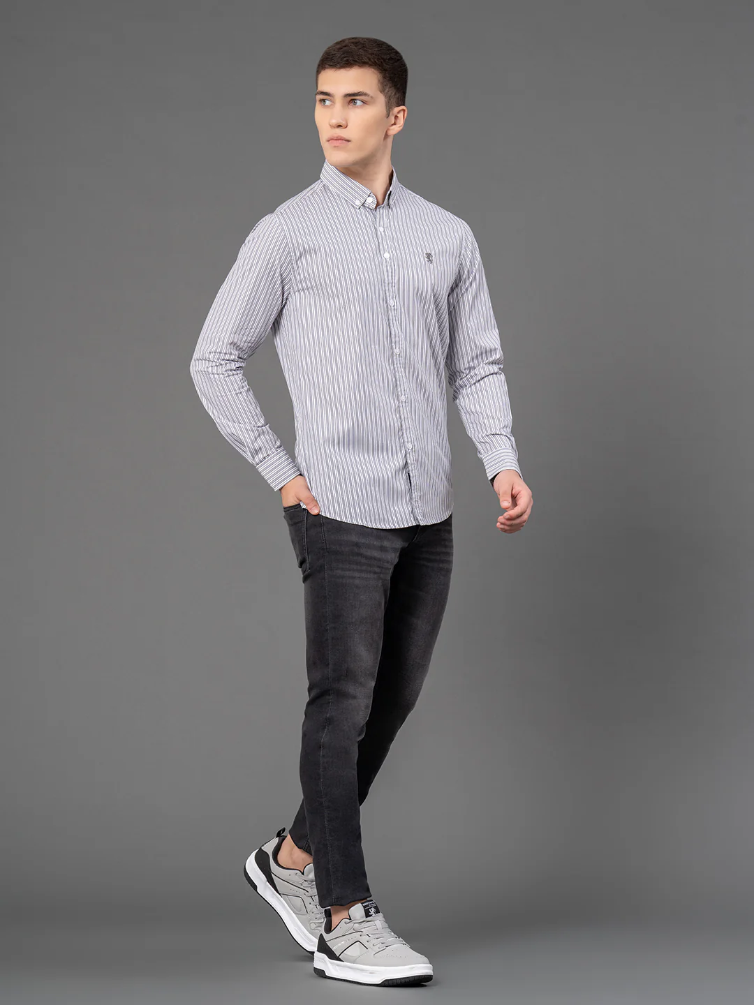 White Checked Shirt for Men - Image 5