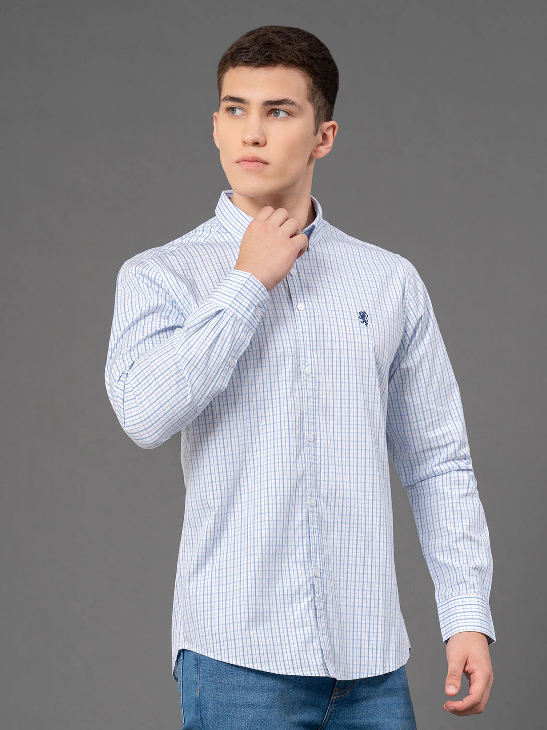 White Checked Shirt for Men - Image 2