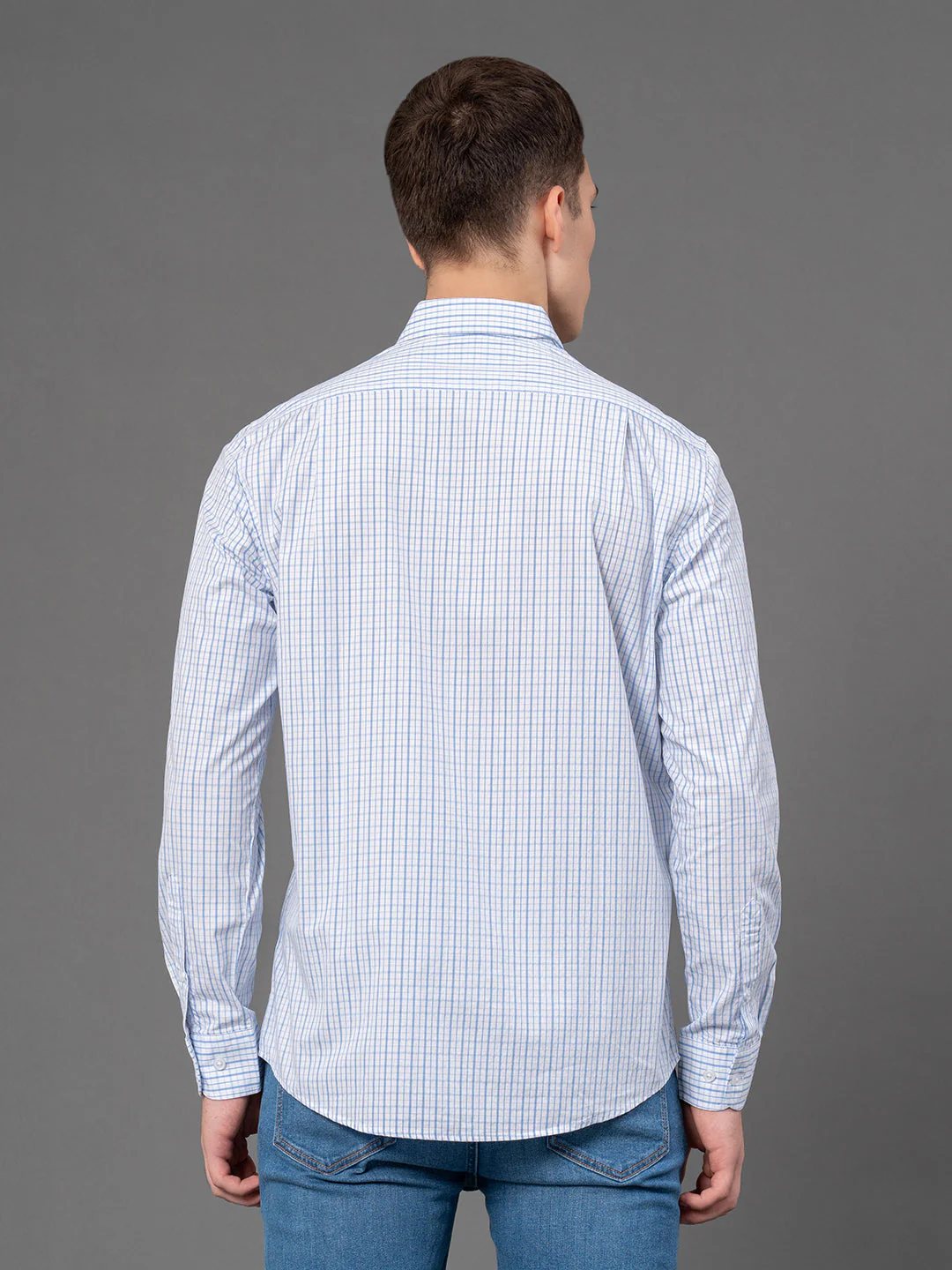 White Checked Shirt for Men - Image 3