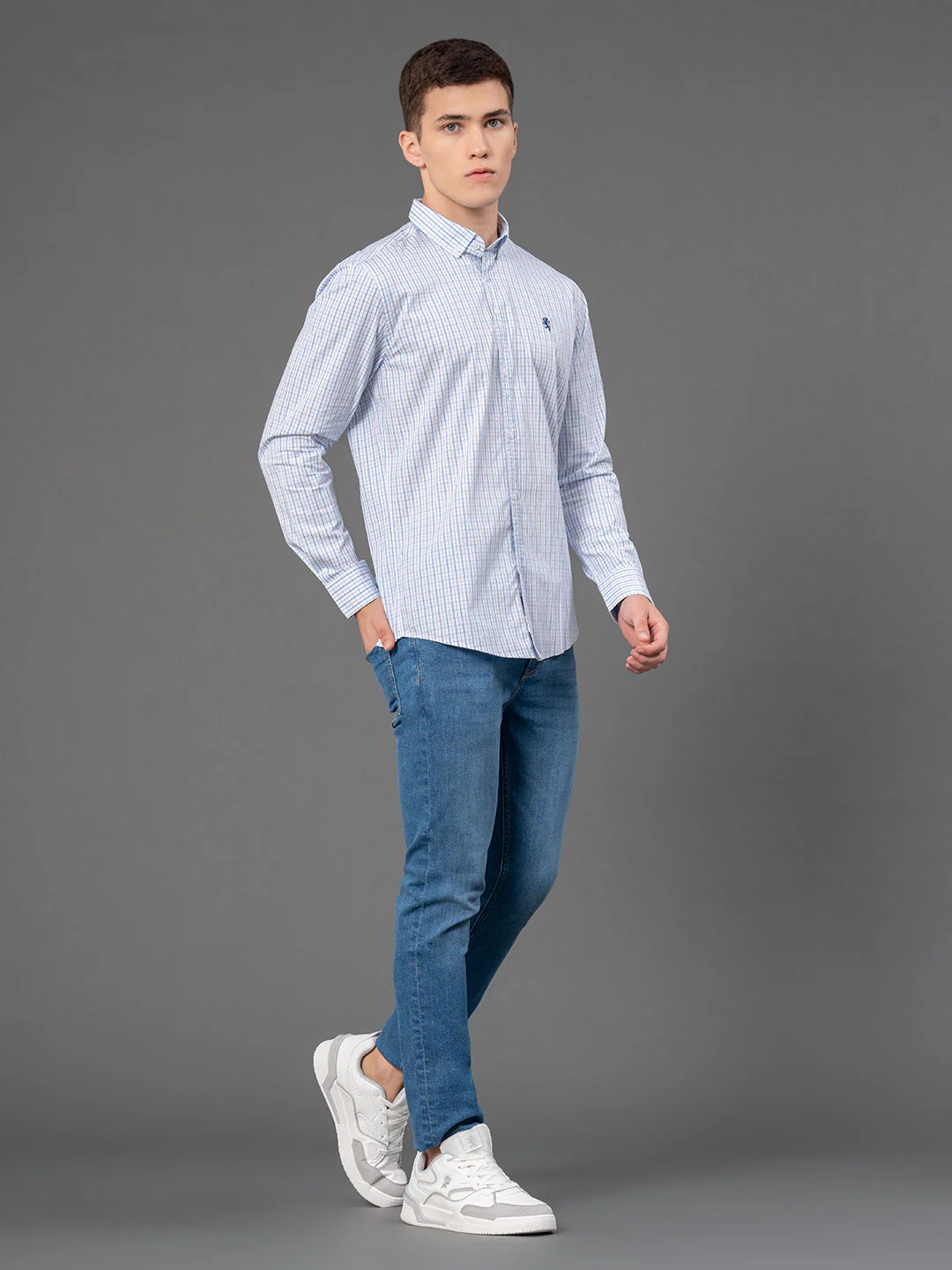 White Checked Shirt for Men - Image 5