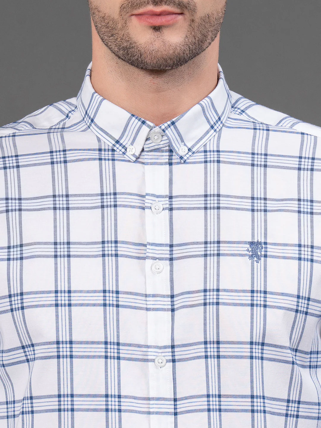White Checked Shirt for Men - Image 4