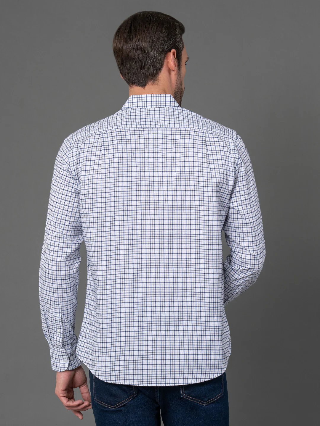 White Checked Shirt for Men - Image 3