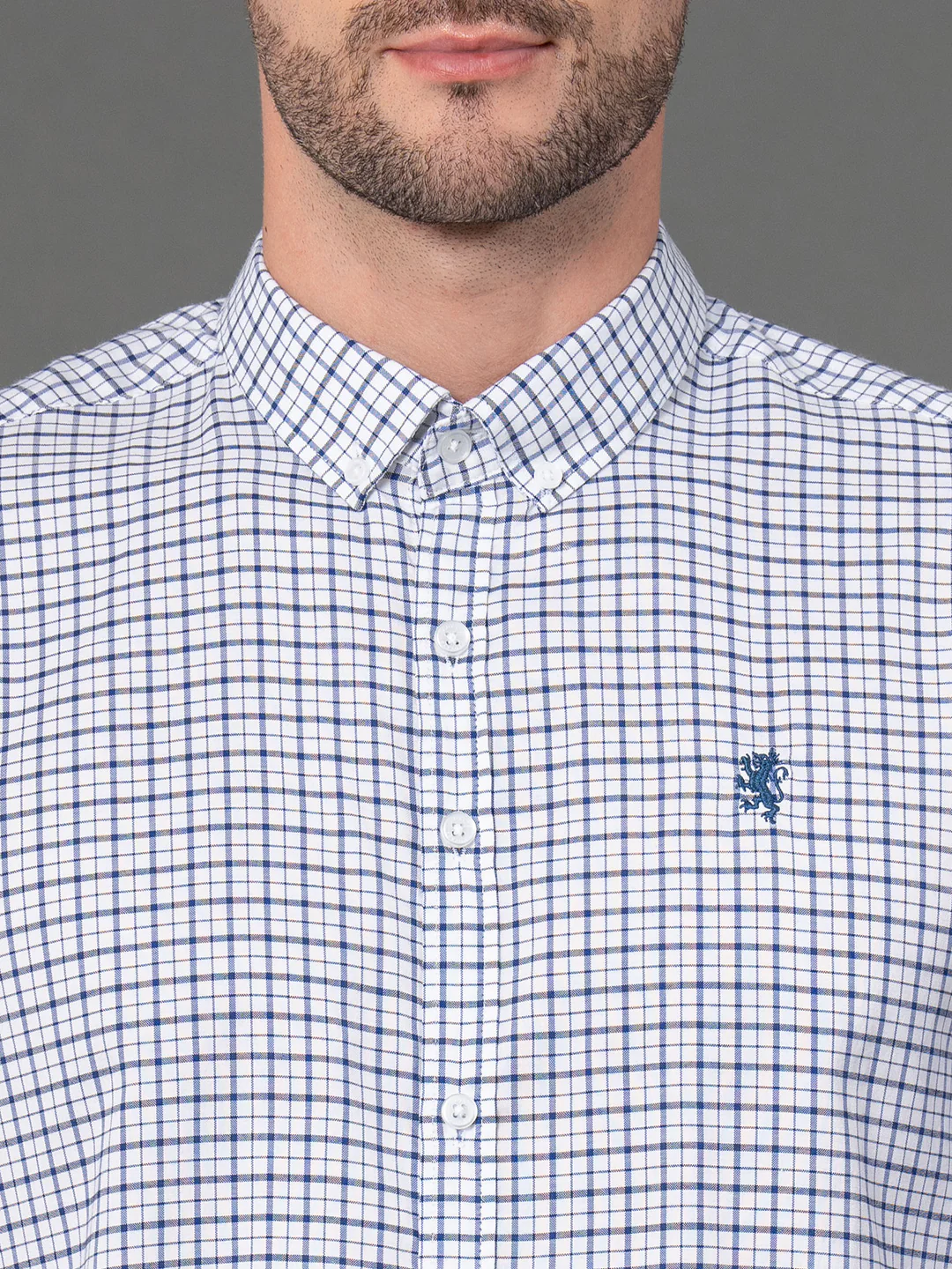 White Checked Shirt for Men - Image 4