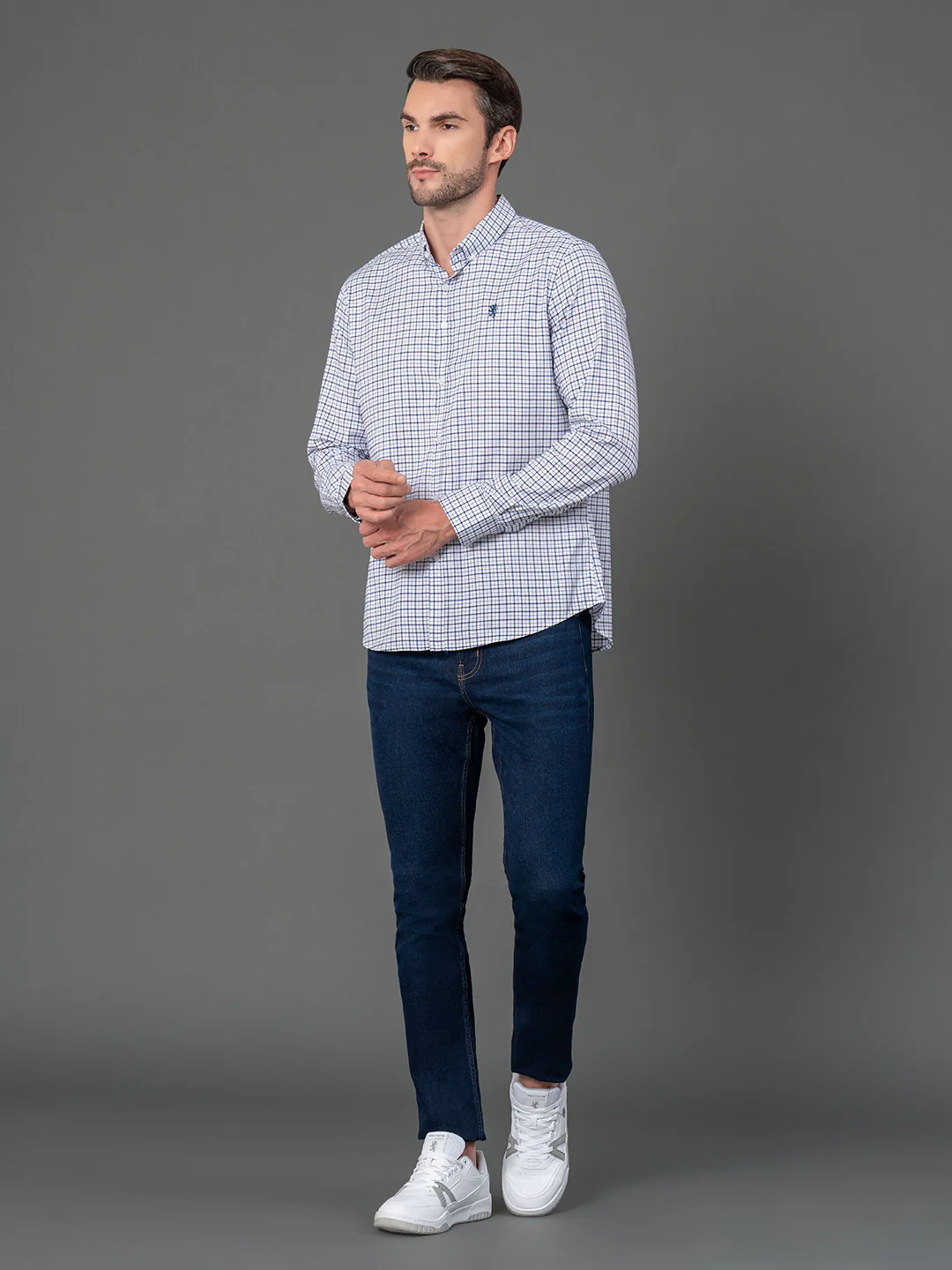 White Checked Shirt for Men - Image 5