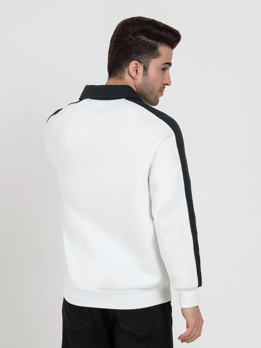 White Half Zip Collar Sweatshirt for Men | Men's Sweatshirts for Everyday Style - Image 5