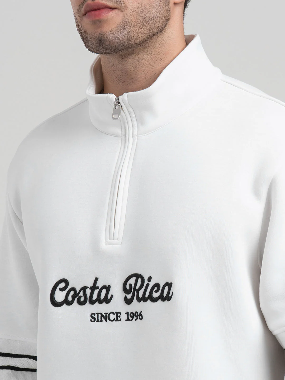 White Half Zip Sweatshirt for Men | Winter Sweatshirts for Everyday Style - Image 5