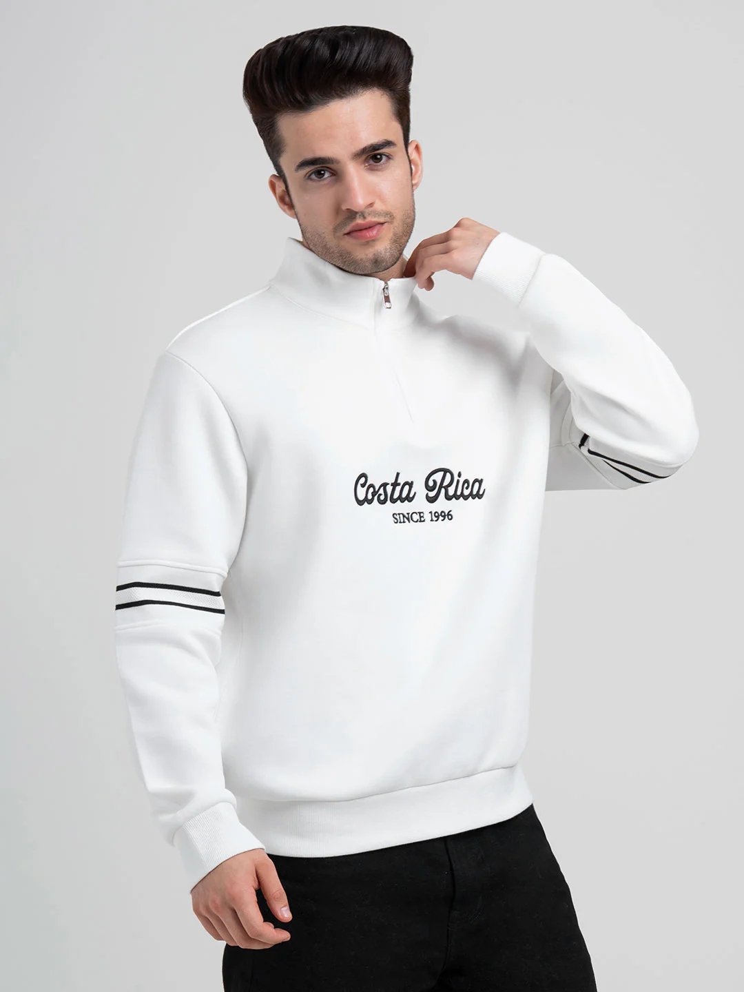 White Half Zip Sweatshirt for Men | Winter Sweatshirts for Everyday Style - Image 7