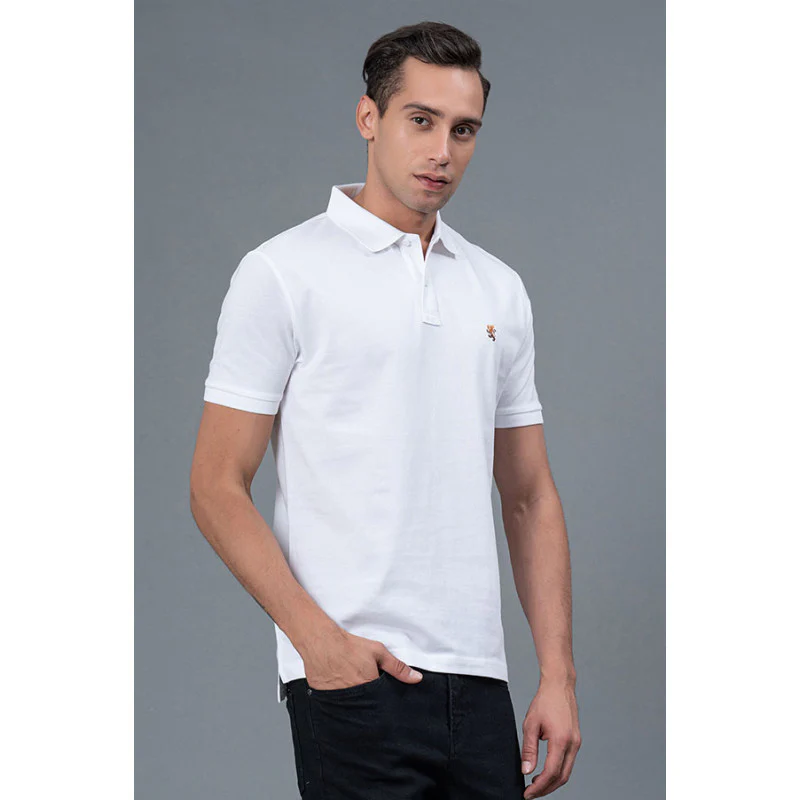 White Men's Polo T-Shirt - Image 2