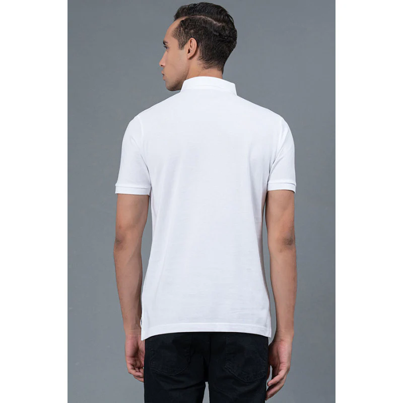 White Men's Polo T-Shirt - Image 3