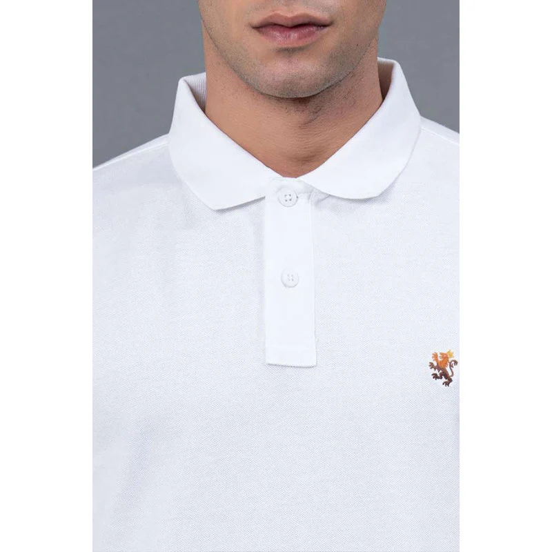 White Men's Polo T-Shirt - Image 4