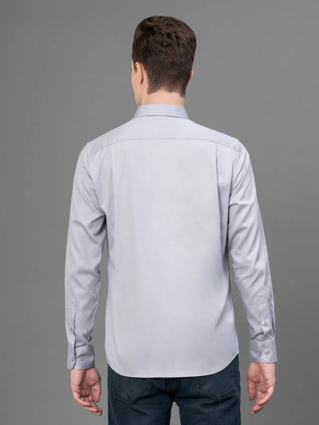 Light Grey Satin Shirt for Men - Image 3