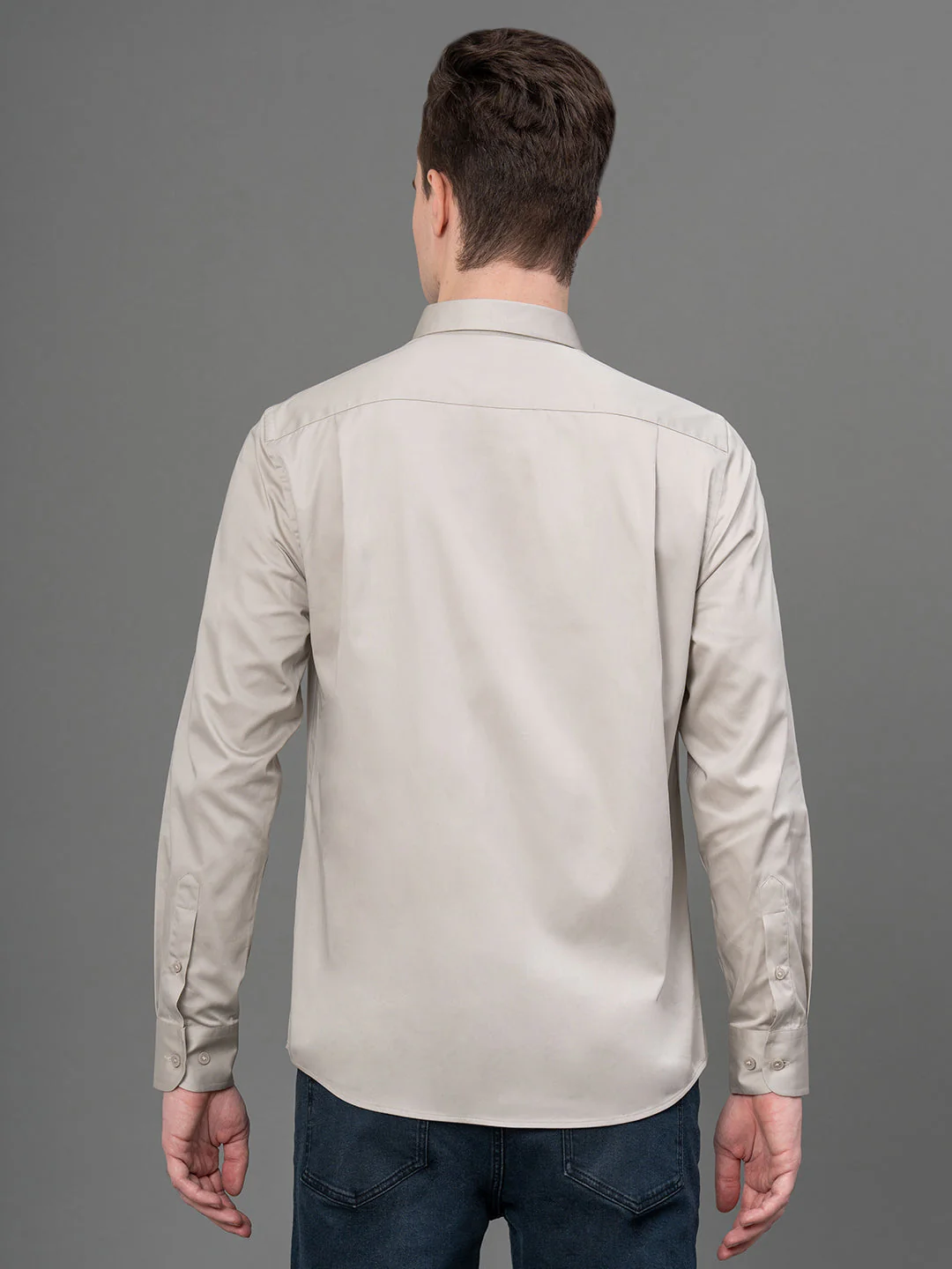 Light Beige Satin Shirt for Men - Image 3