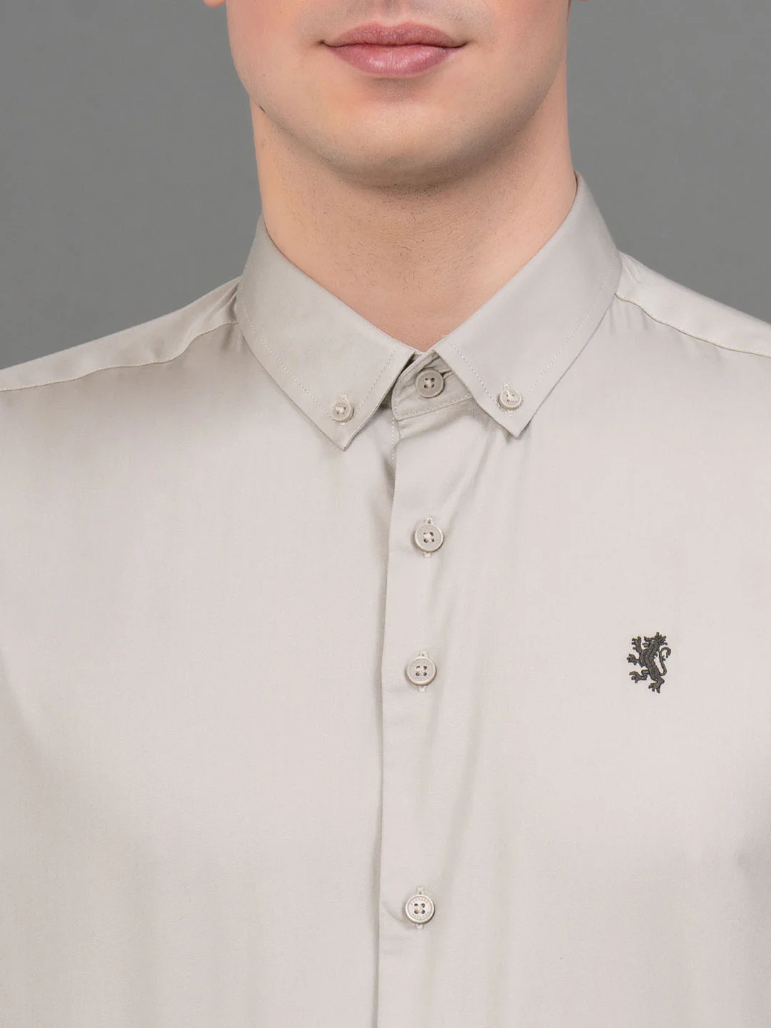 Light Beige Satin Shirt for Men - Image 4