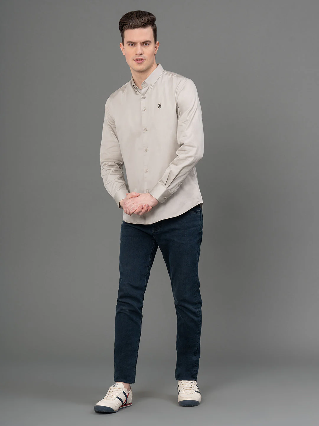 Light Beige Satin Shirt for Men - Image 5