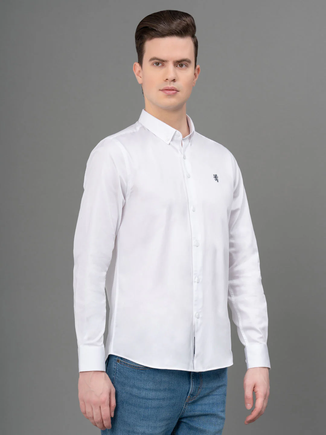 White Satin Shirt for Men - Image 2