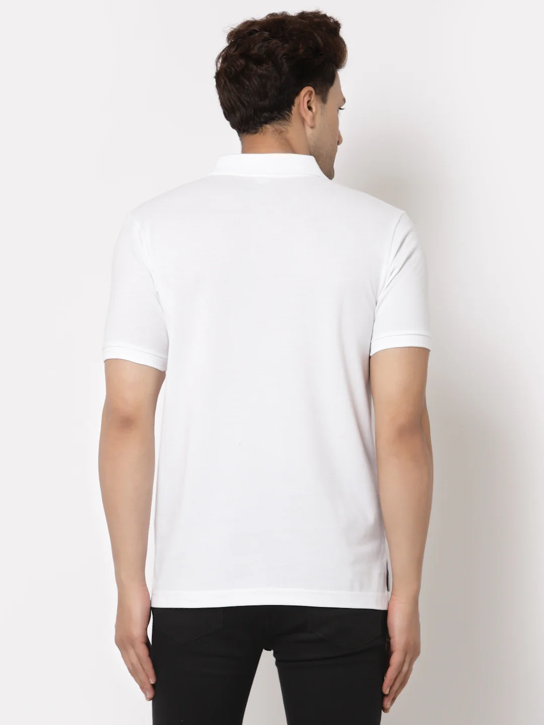 White Solid Pure Cotton Men's T-Shirt - Image 3