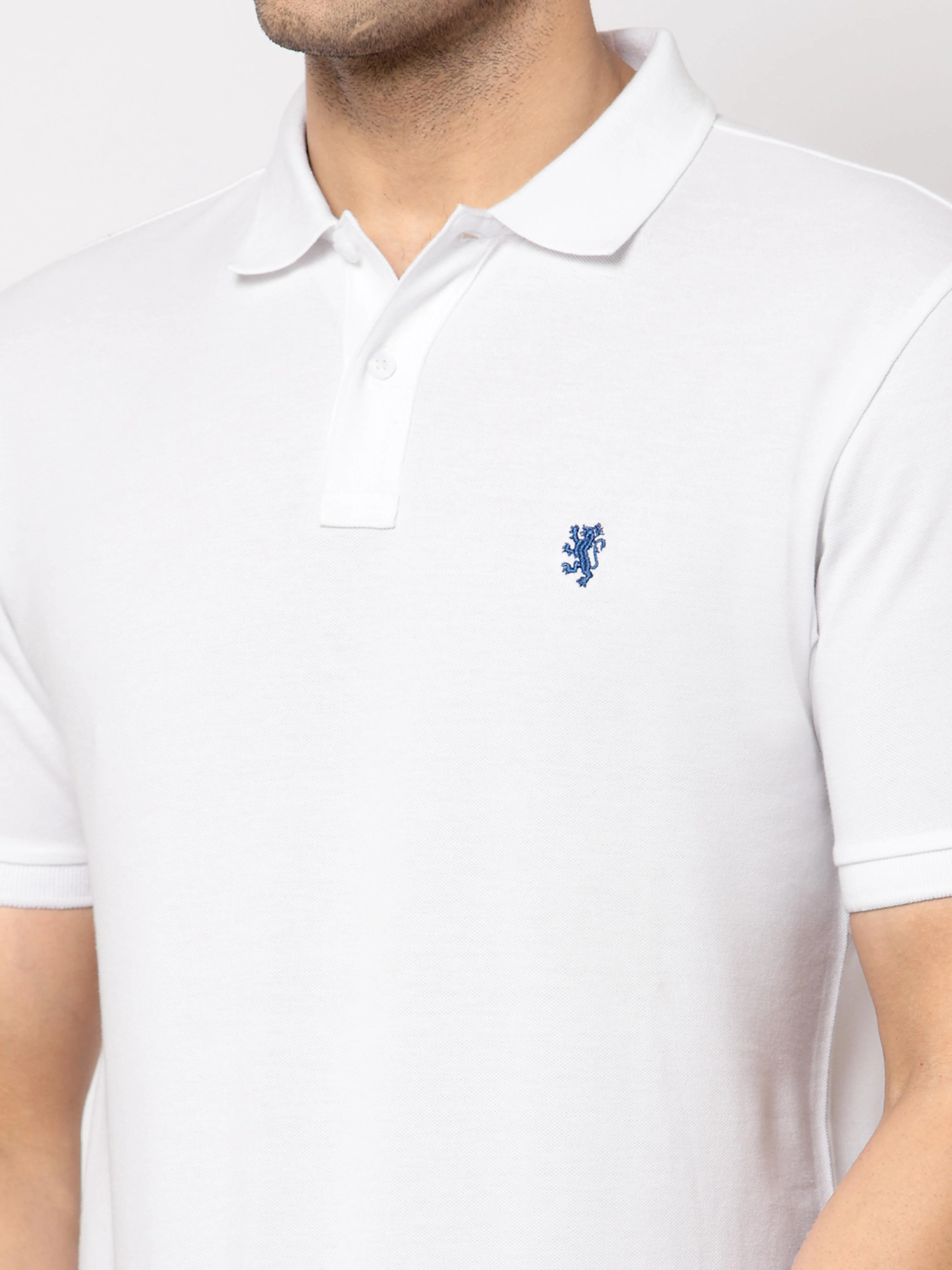 White Solid Pure Cotton Men's T-Shirt - Image 4