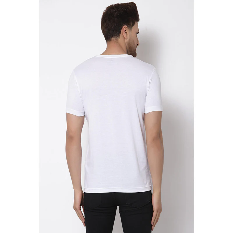 White Solid Pure Cotton Men's T-Shirt - Image 3