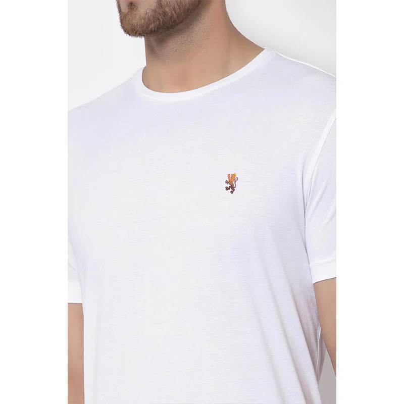 White Solid Pure Cotton Men's T-Shirt - Image 4