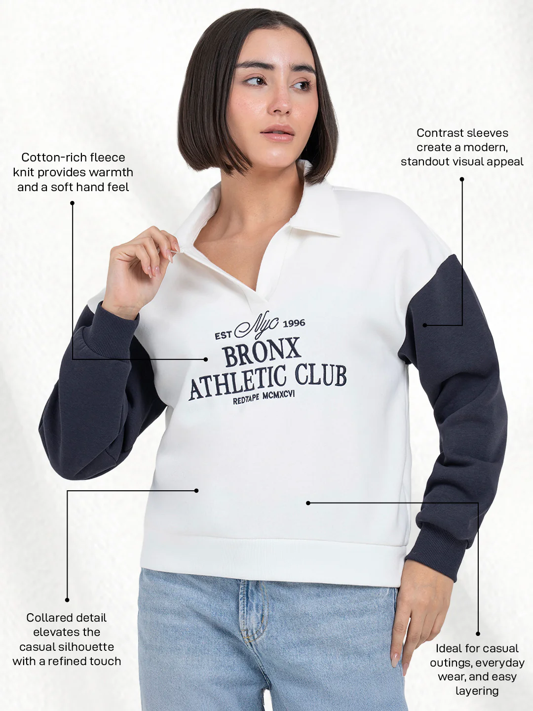 White Sweatshirt for Women | Sweatshirt for Winter Casual Comfort - Image 2