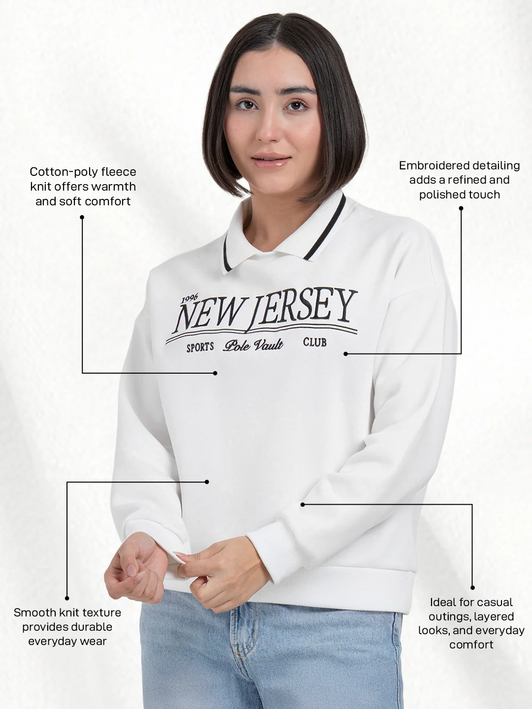 White Sweatshirt for Women | For Refined Daily Winter Wear - Image 2