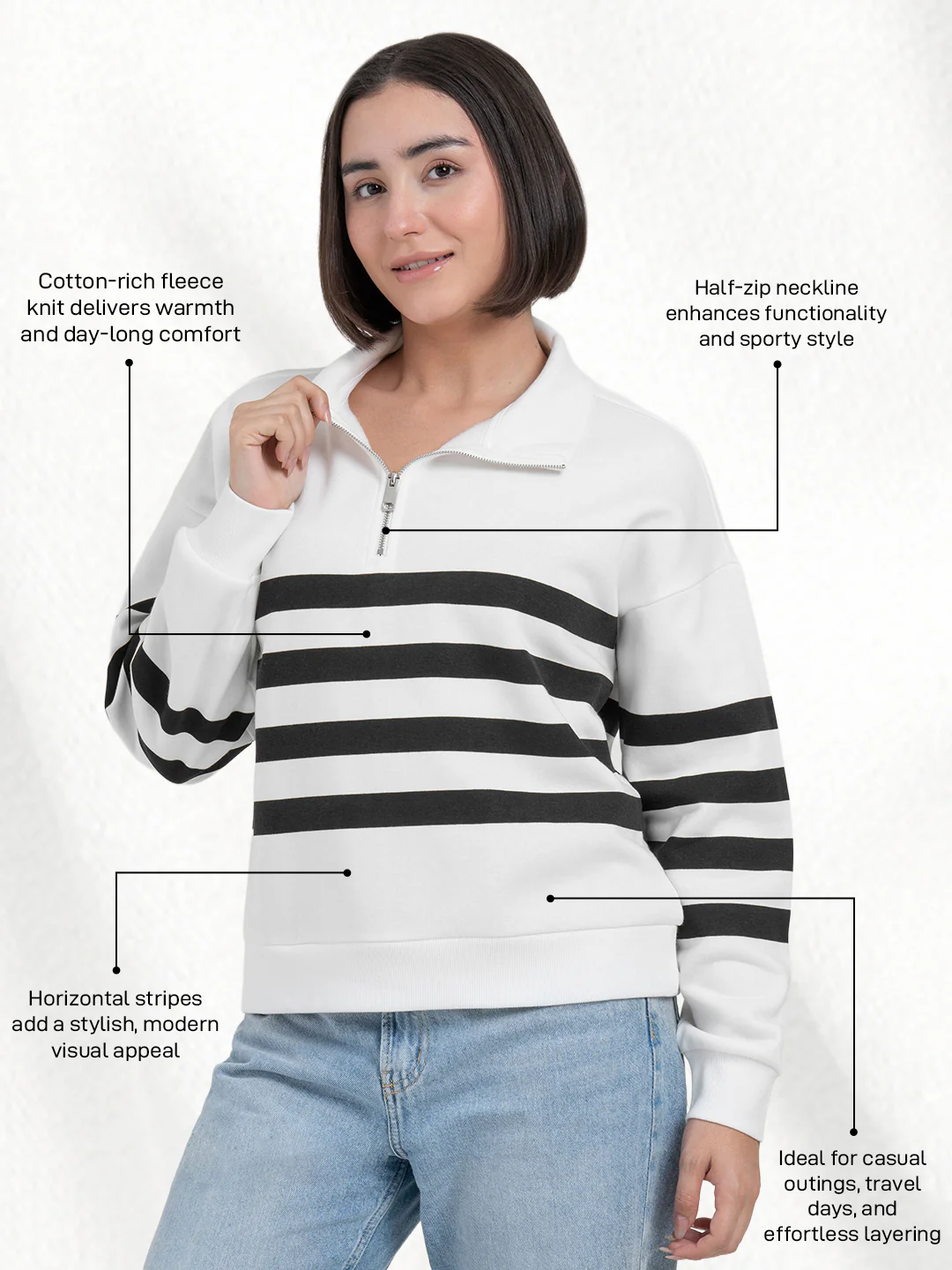 White Sweatshirt for Women | Sweatshirt for Winter Effortless Look - Image 2
