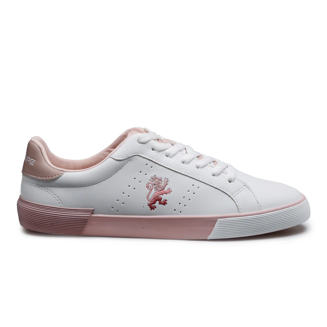 Women White & Pink Sneakers - Image 3