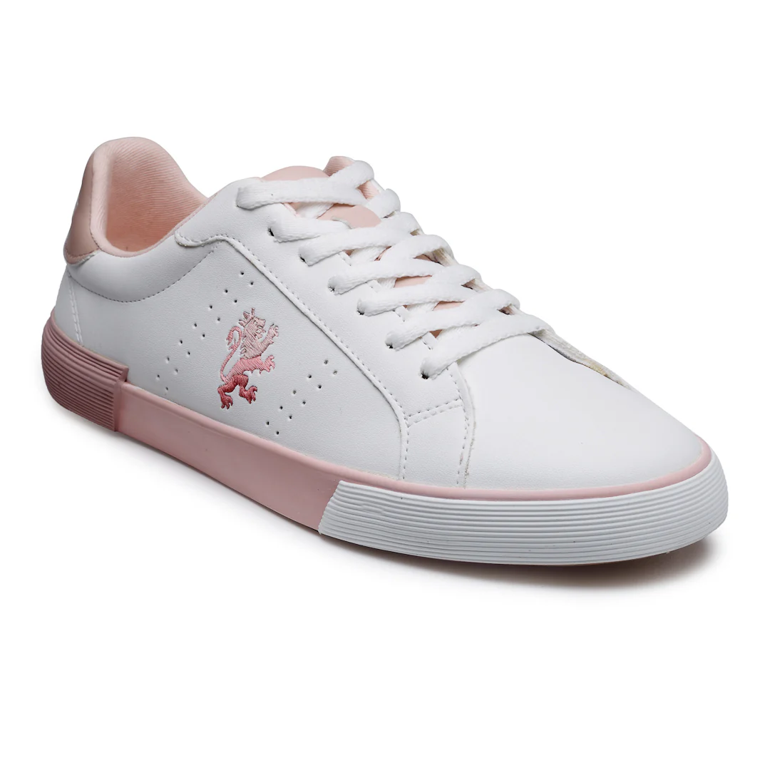 Women White & Pink Sneakers - Image 4