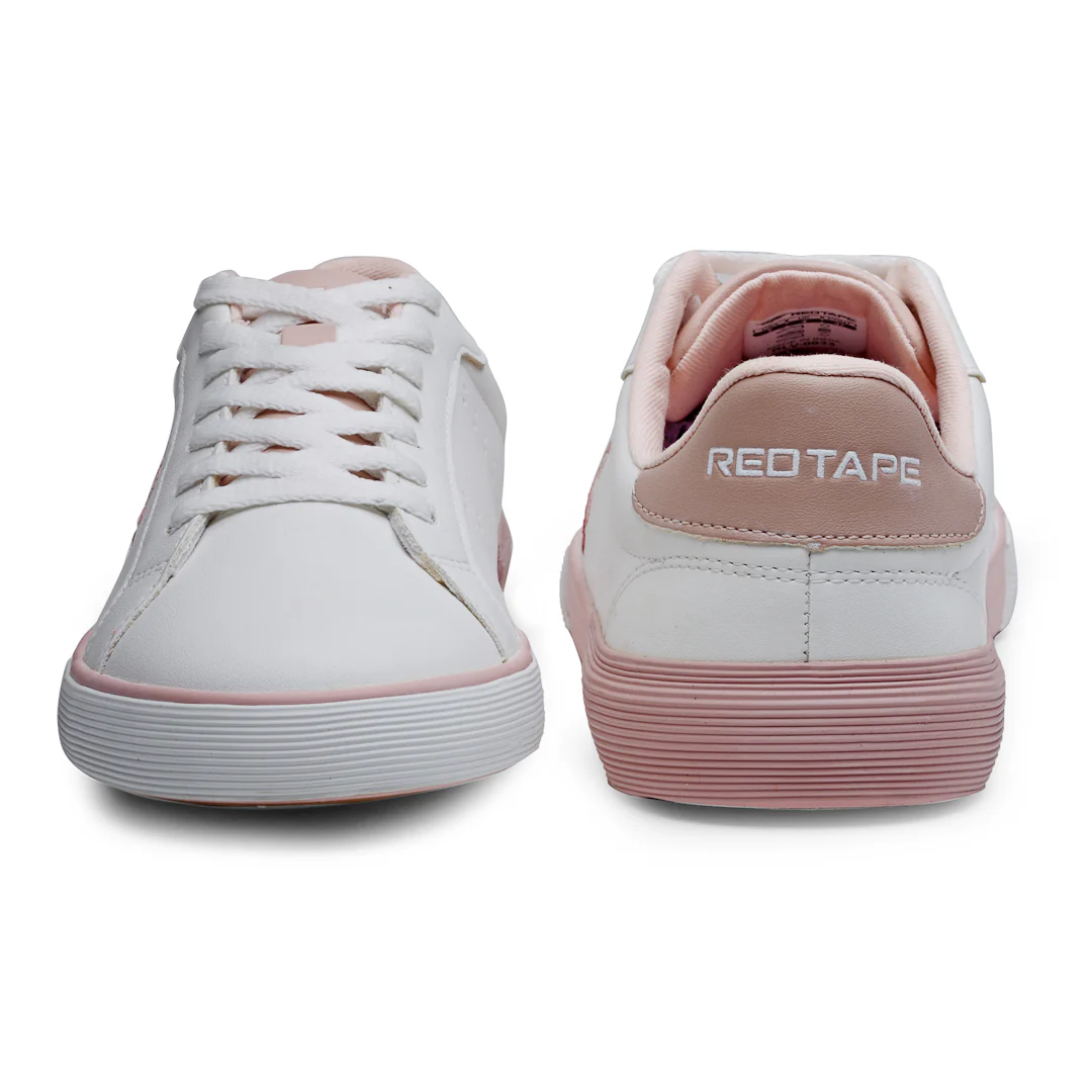 Women White & Pink Sneakers - Image 6