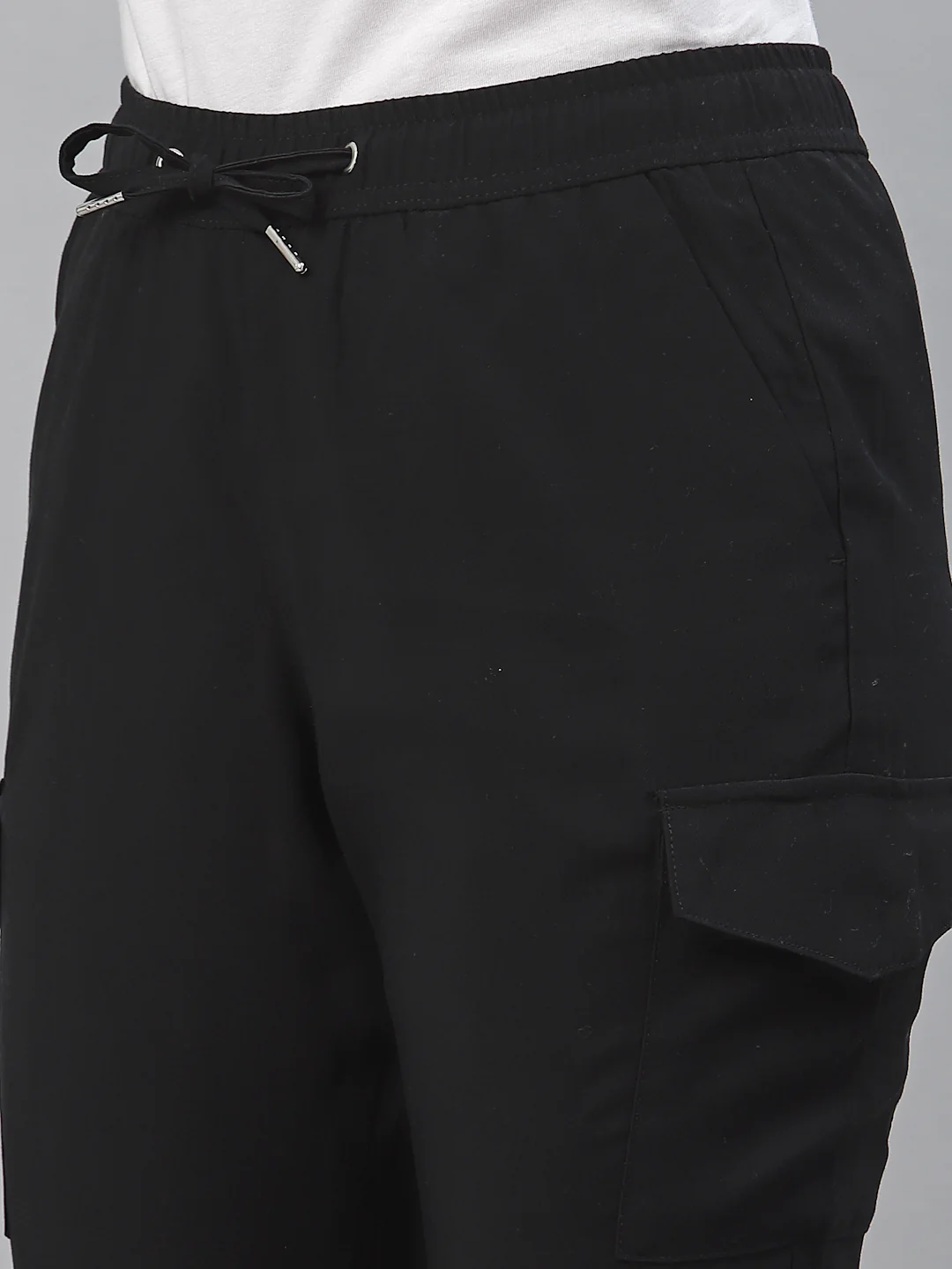 Women's Black Solid Jogger - Image 10