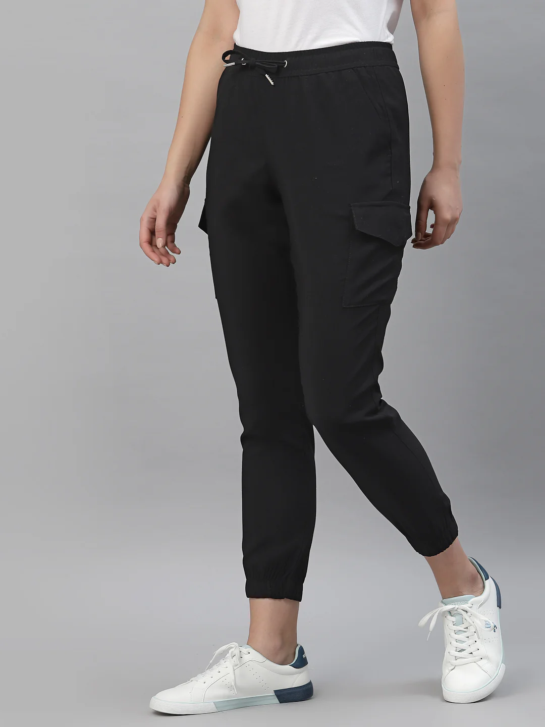 Women's Black Solid Jogger - Image 2