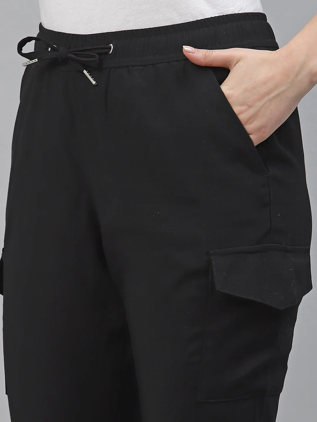 Women's Black Solid Jogger - Image 3